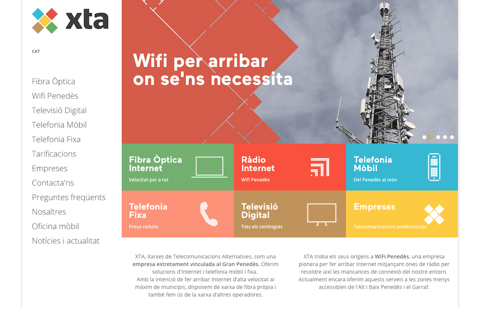 Nova web d'XTA per contractar serveis de Telefonia i Internet al Penedès i Garraf